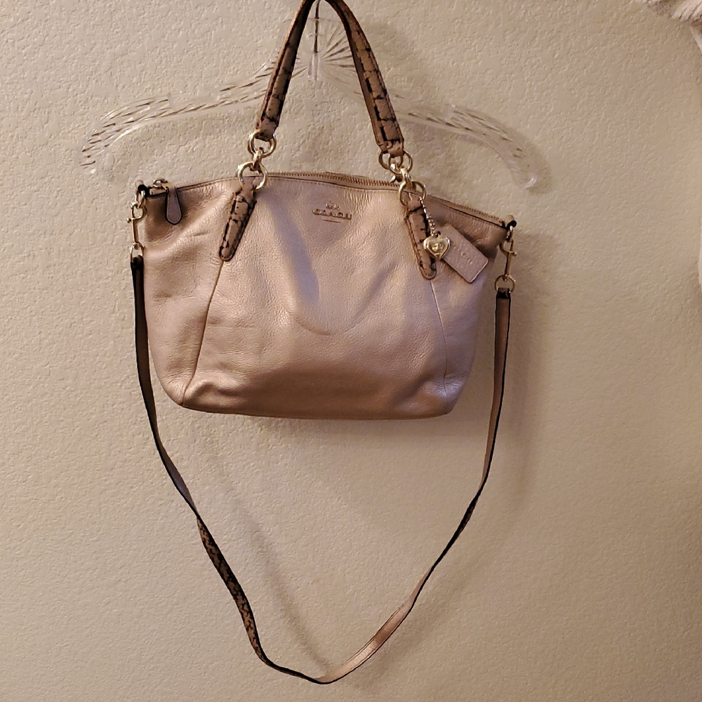 Coach Metallic Beige Shoulder Bag